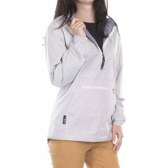 NEW CHARLES RIVER APPAREL kangaroo windbreaker jacket in navy/white gingham - Picture 1 of 3